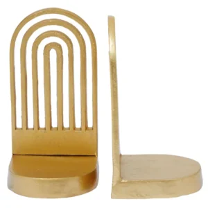 Ruby Set Of Two Gold Finish Arched Bookends