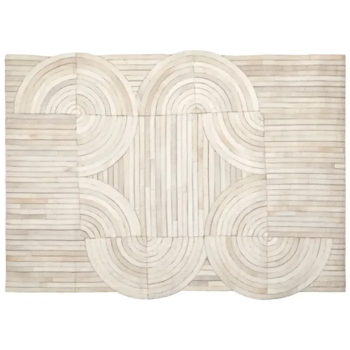 Safie Small Natural Hair On Leather Rug
