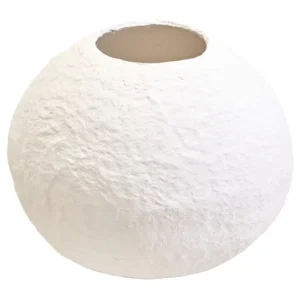 Sensei Cotton Mache Large White Round Vase