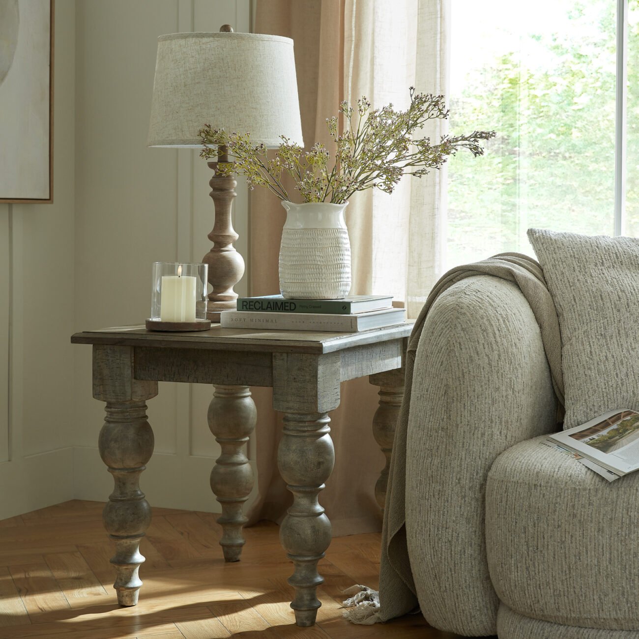 Seraphia Table Lamp With Edged Linen Shade Seraphia Table Lamp With Edged Linen Shade