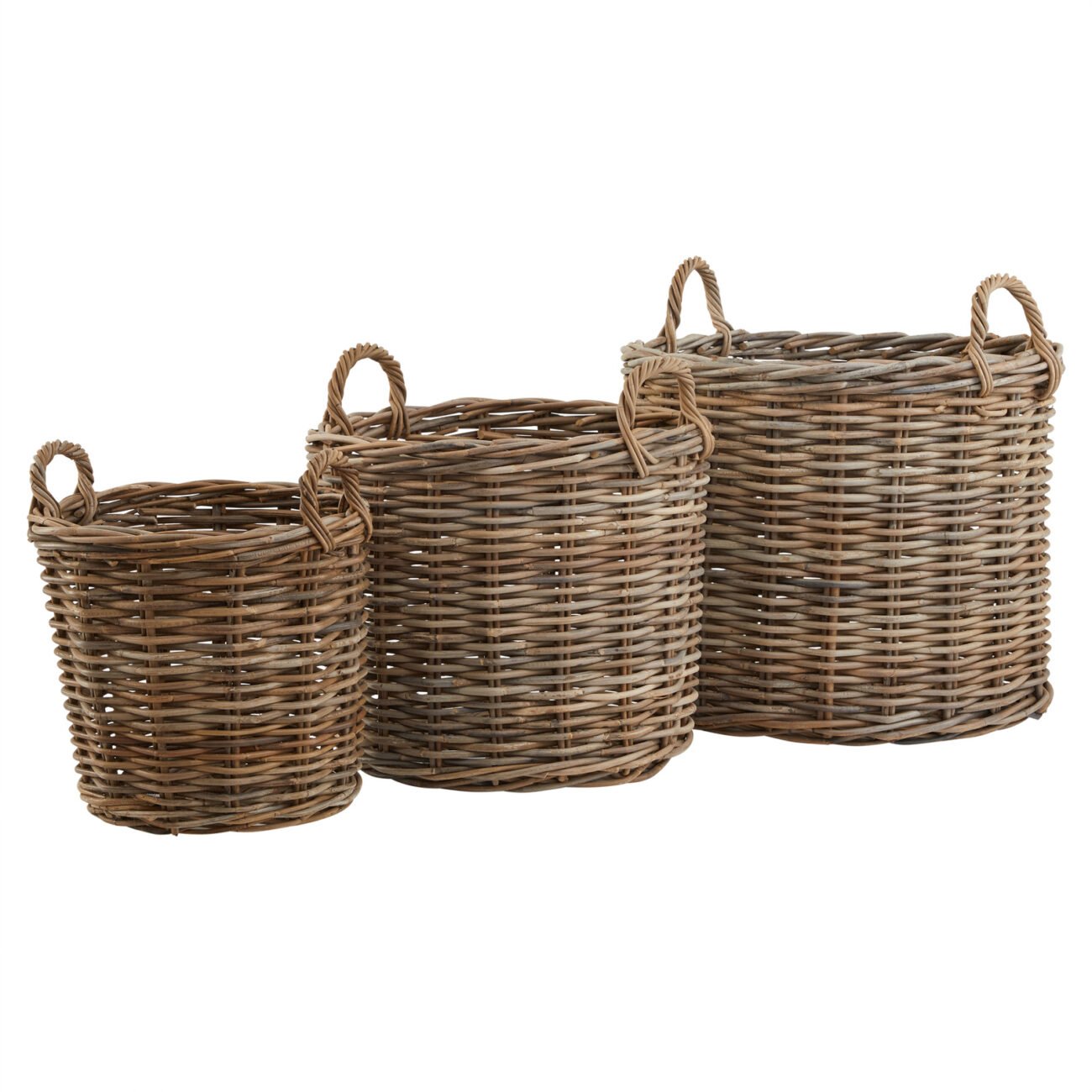 Set of 3 Kubu Rattan Square Storage Baskets