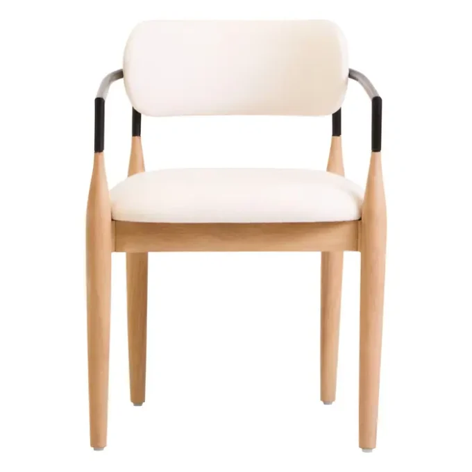 Solo Texture Fabric Black Iron And Wood Frame Dining Chair1