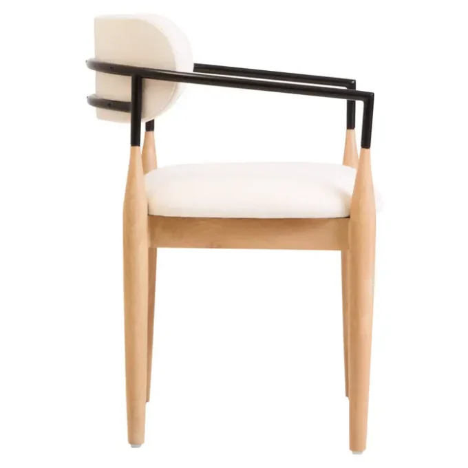 Solo Texture Fabric Black Iron And Wood Frame Dining Chair2