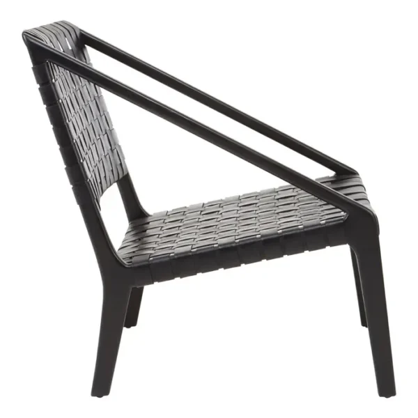 Stirling Black Cow Leather Woven Chair2