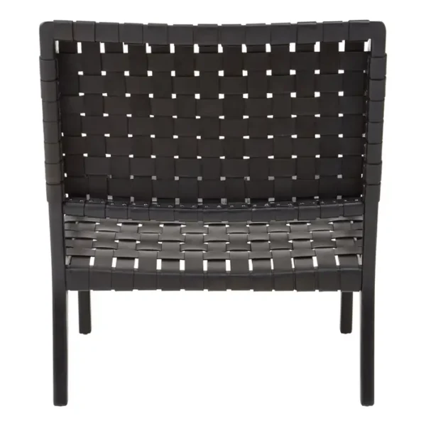 Stirling Black Cow Leather Woven Chair3