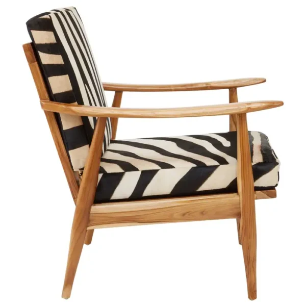 Stirling Leather Zebra Pattern And Teak Chair2