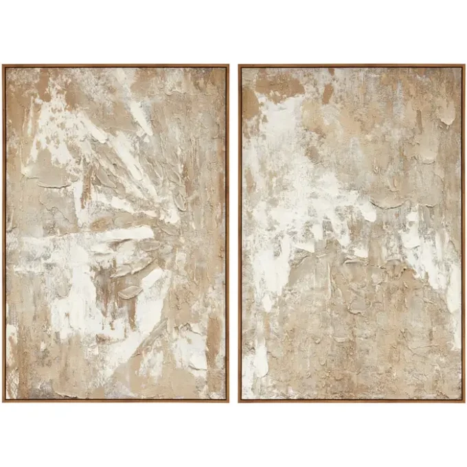 Strata Set Of 2 Neutral Hued Textured Wall Art