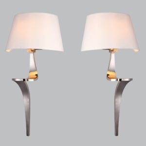 Templecombe Pair Of Nickel Finish Wall Lamps