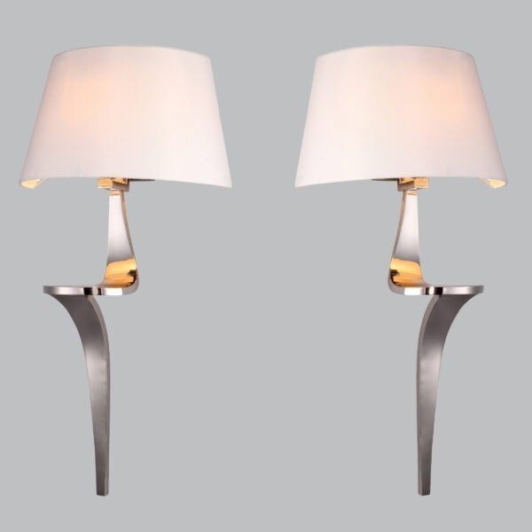 Templecombe Pair Of Nickel Finish Wall Lamps