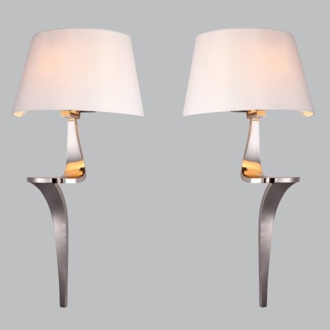 Templecombe Pair Of Nickel Finish Wall Lamps
