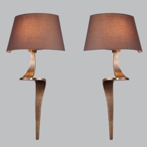 Templecombe Pair of Antique Brass Finish Wall Lamps