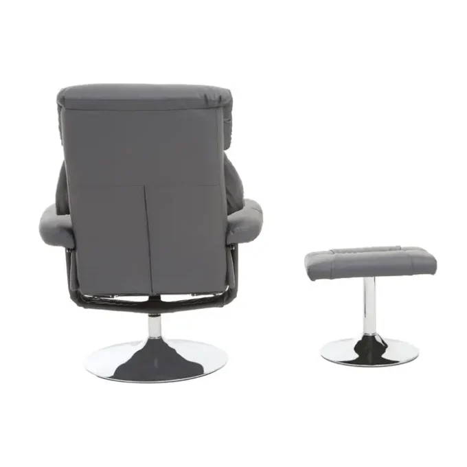 Tenton Grey Leather Effect Chair And Footstool3