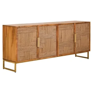 Teo Mango Wood Paper Rope Detail Four Door Sideboard