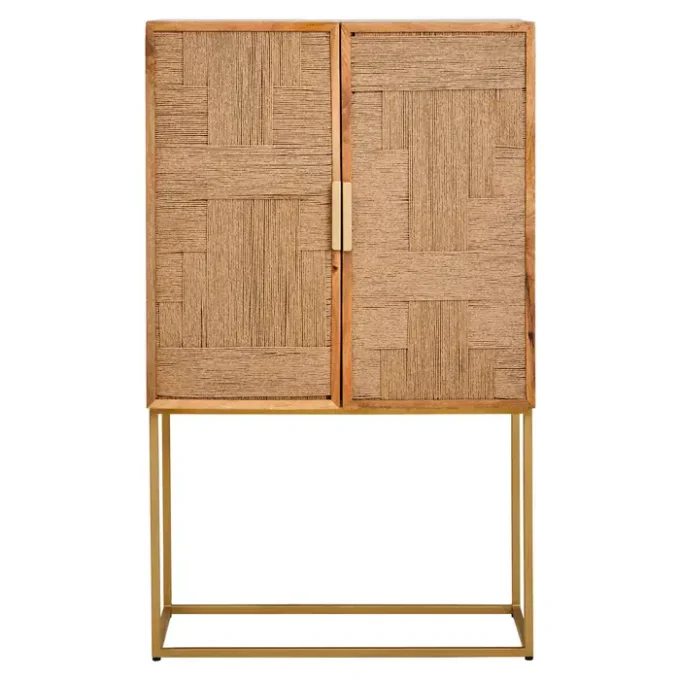 Teo Paper Rope Detail Two Door Mango Wood Cabinet1