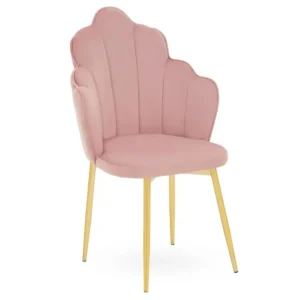 Tiana Pink Velvet Dining Chair with Gold Metal Legs