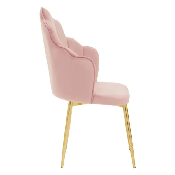 Tiana Pink Velvet Dining Chair with Gold Metal Legs2