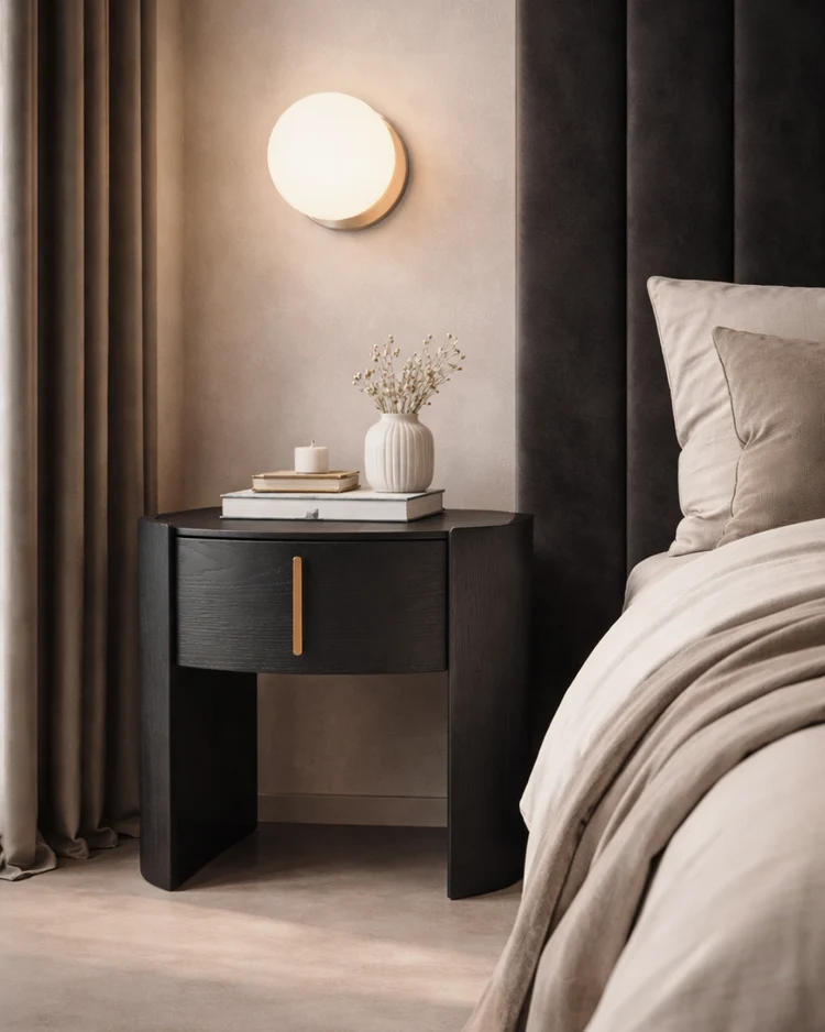 Tulume Bedside - Matt Black Oak Tulume Bedside - Matt Black Oak