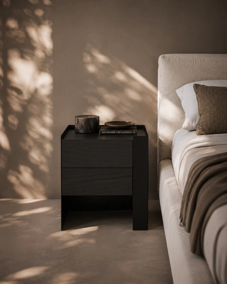 Tunica Bedside Table - Black Oak - Pair Tunica Bedside Table - Black Oak - Pair