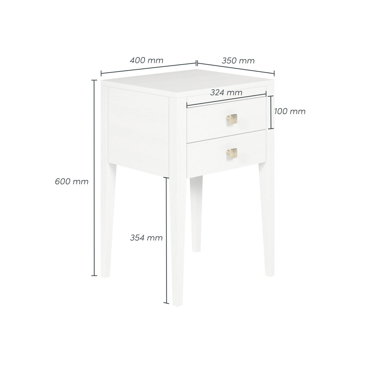 Radford Bedside | White | 2 Drawers