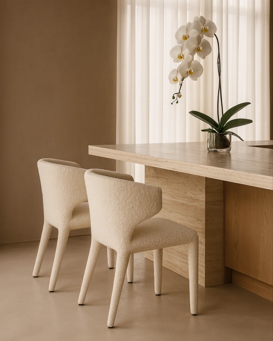 Vela Dining Chair - Chex Polar Bouclé Vela Dining Chair - Chex Polar Bouclé