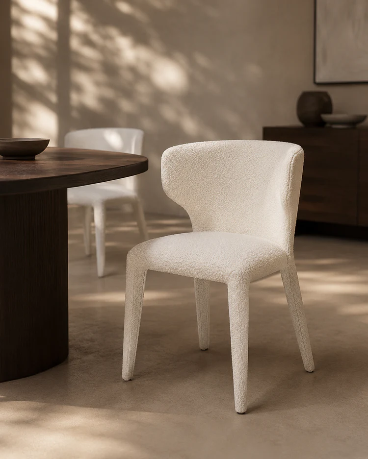 Vela Dining Chair - Chex Polar Bouclé Vela Dining Chair - Chex Polar Bouclé