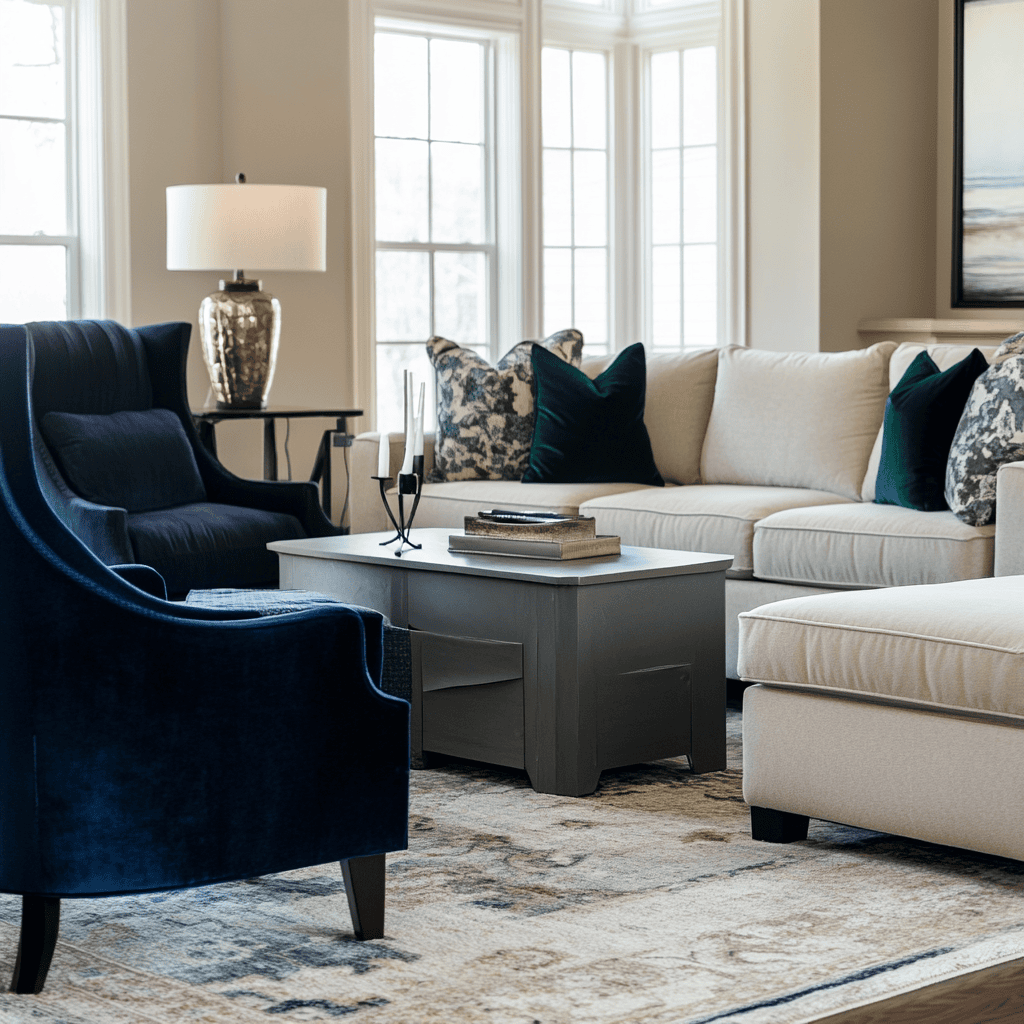 Velvet Armchairs & Neutral Sectional