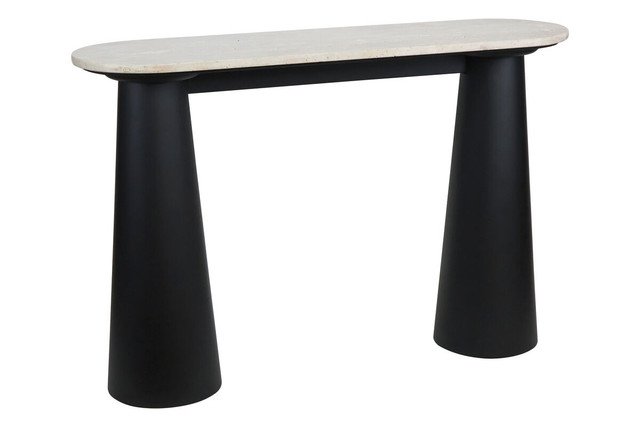 Warrs Travertine Top and Black Mango Wood Console Table Warrs Travertine Top and Black Mango Wood Console Table
