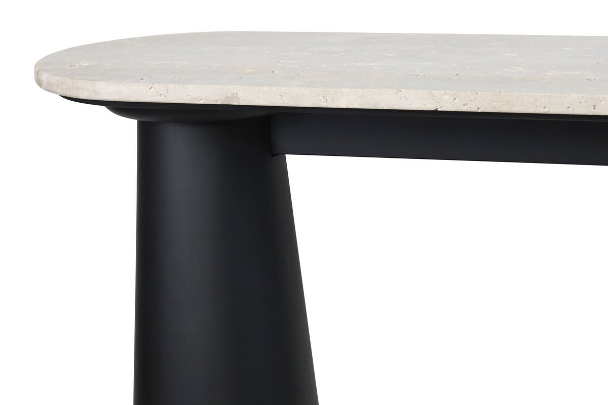 Warrs Travertine Top and Black Mango Wood Console Table Warrs Travertine Top and Black Mango Wood Console Table