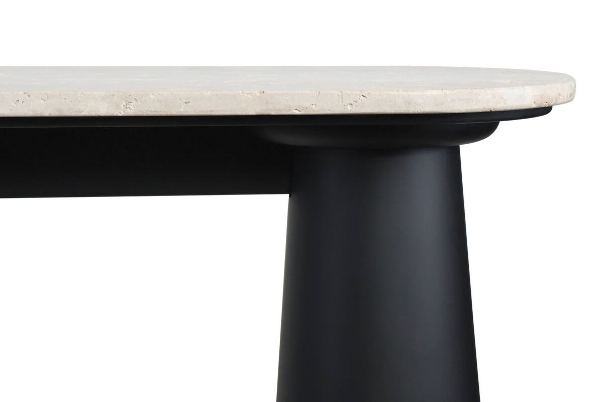 Warrs Travertine Top and Black Mango Wood Console Table Warrs Travertine Top and Black Mango Wood Console Table