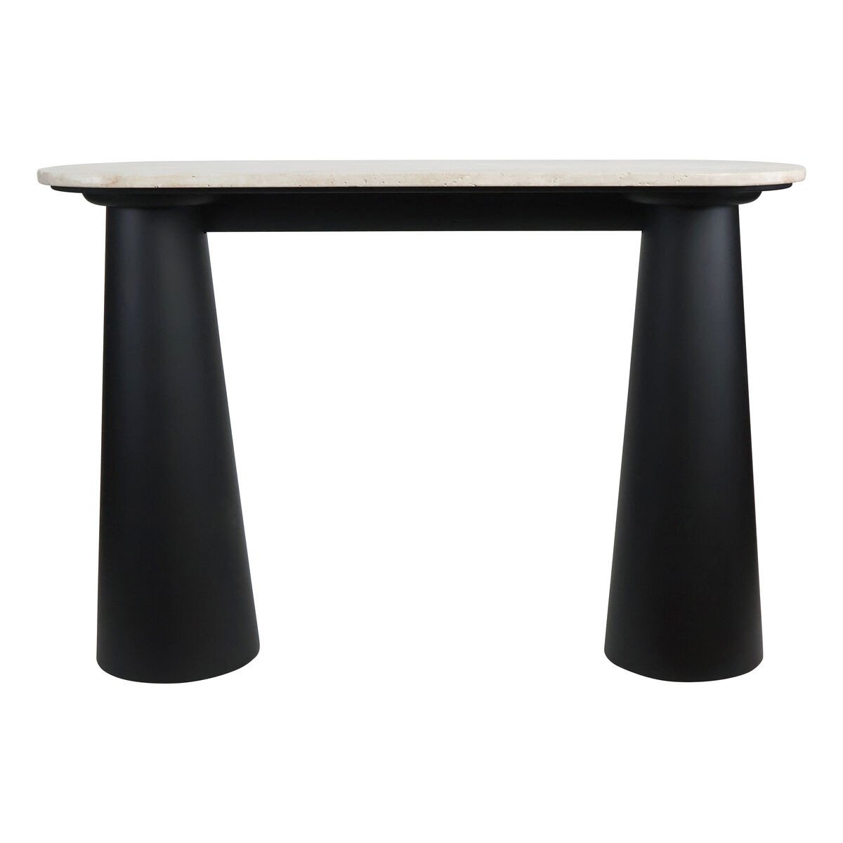 Warrs Travertine Top and Black Mango Wood Console Table Warrs Travertine Top and Black Mango Wood Console Table