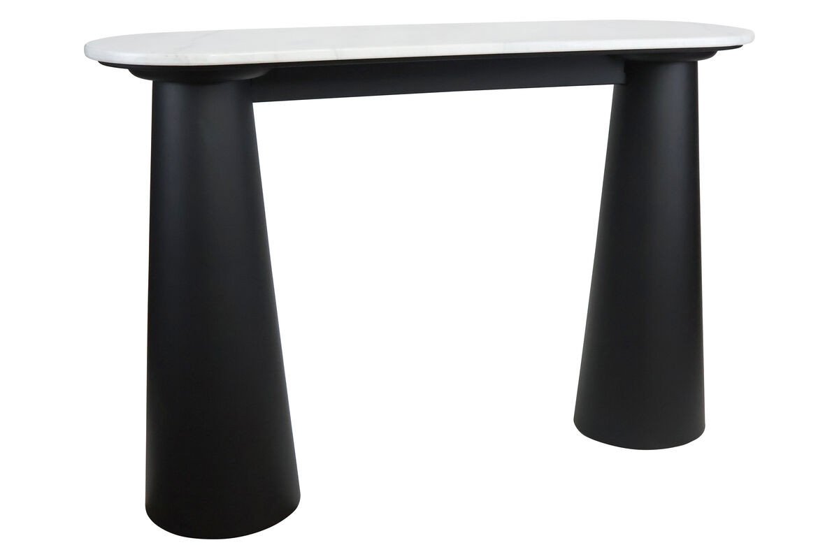 Warrs White Marble Top and Black Mango Wood Console Table Warrs White Marble Top and Black Mango Wood Console Table