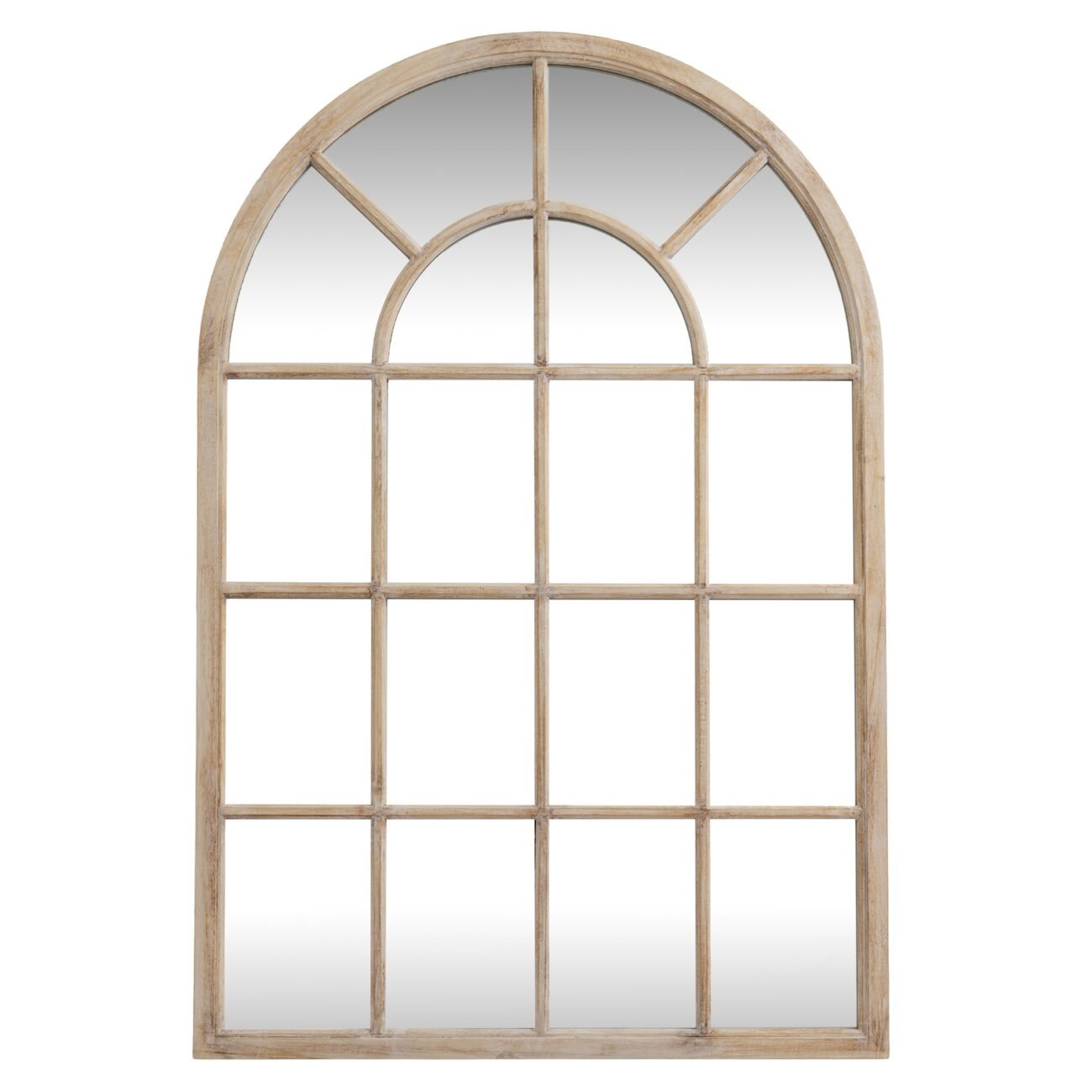Washed Wood Arched Window Mirror Washed Wood Arched Window Mirror