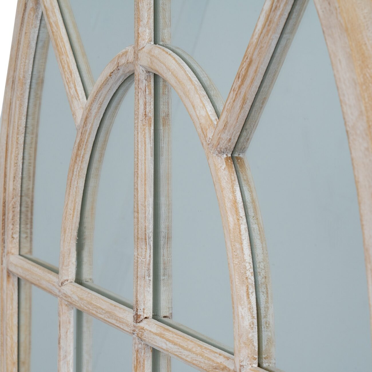 Washed Wood Arched Window Mirror Washed Wood Arched Window Mirror