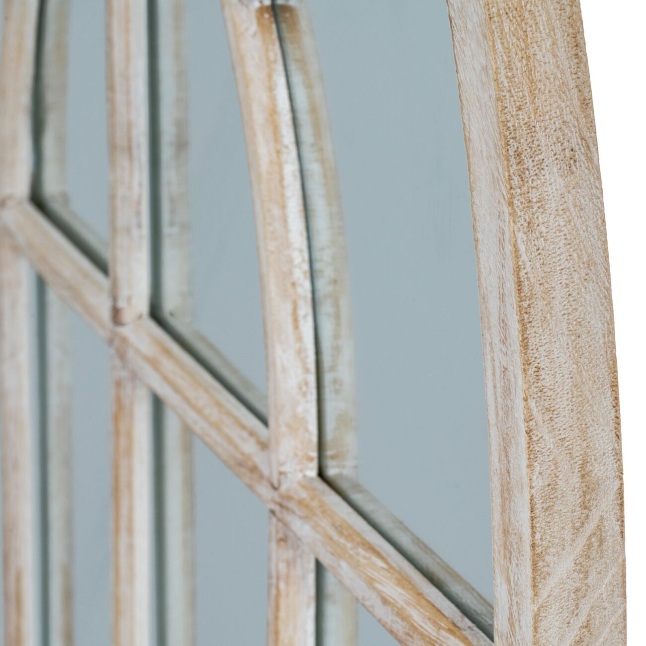 Washed Wood Arched Window Mirror Washed Wood Arched Window Mirror