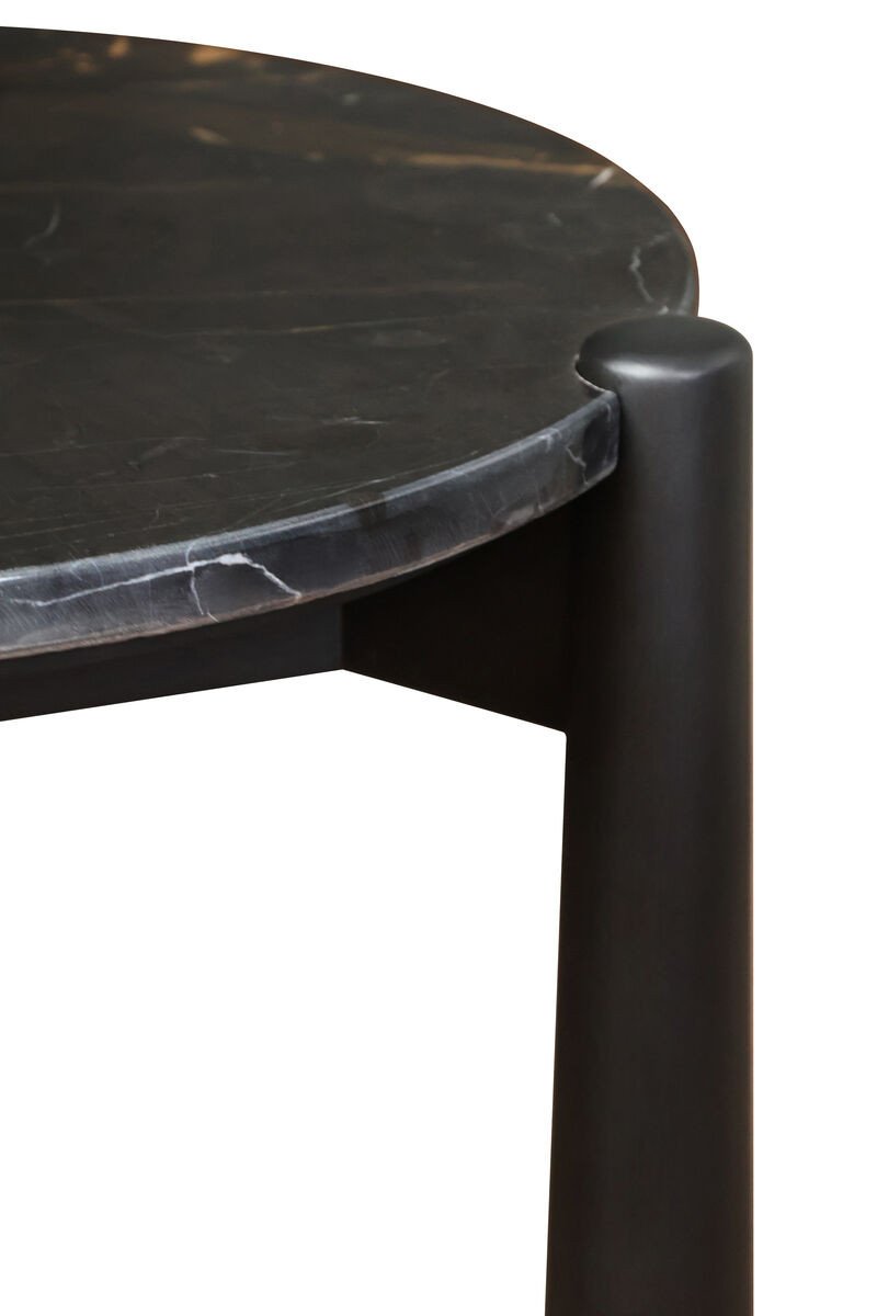 Wilbby Black and White Marble Top Side Table with Mango Wood Legs Wilbby Black and White Marble Top Side Table with Mango Wood Legs