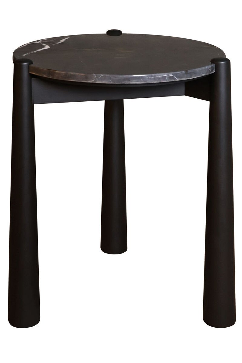 Wilbby Black and White Marble Top Side Table with Mango Wood Legs Wilbby Black and White Marble Top Side Table with Mango Wood Legs