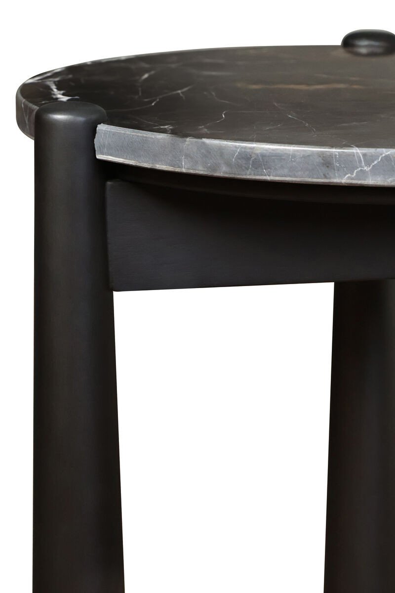 Wilbby Black and White Marble Top Side Table with Mango Wood Legs Wilbby Black and White Marble Top Side Table with Mango Wood Legs