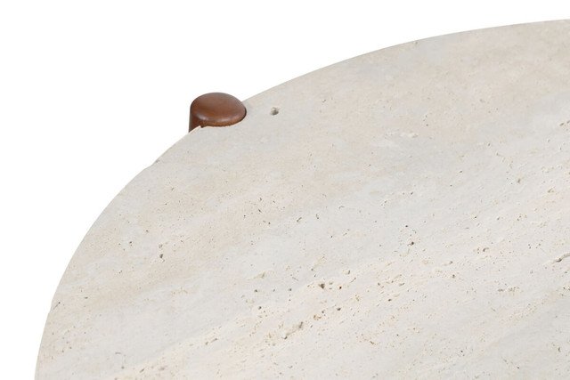 Wilbby Travertine Top and Brown Finish Mango Wood Coffee Table Wilbby Travertine Top and Brown Finish Mango Wood Coffee Table