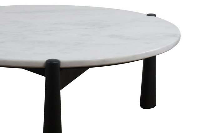 Wilbby White Marble Top and Black Finish Mango Wood Coffee Table Wilbby White Marble Top and Black Finish Mango Wood Coffee Table