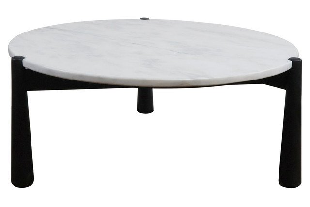Wilbby White Marble Top and Black Finish Mango Wood Coffee Table Wilbby White Marble Top and Black Finish Mango Wood Coffee Table