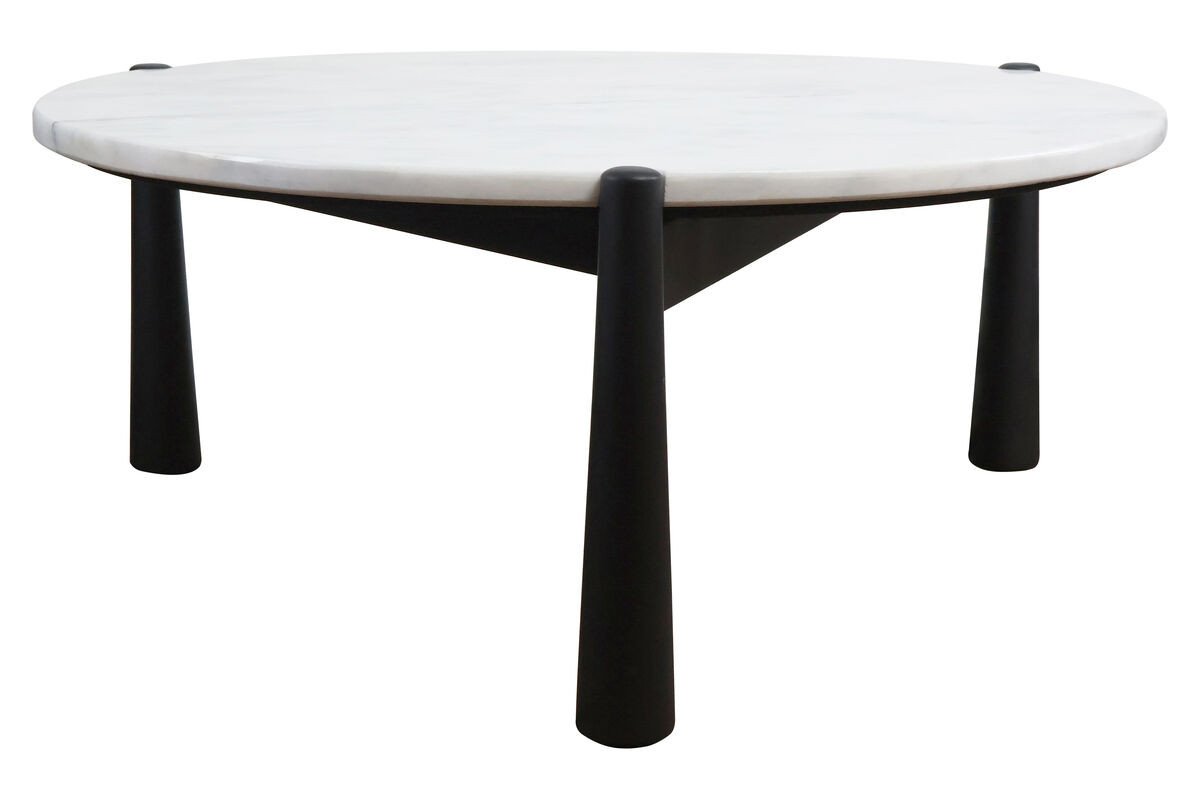 Wilbby White Marble Top and Black Finish Mango Wood Coffee Table Wilbby White Marble Top and Black Finish Mango Wood Coffee Table