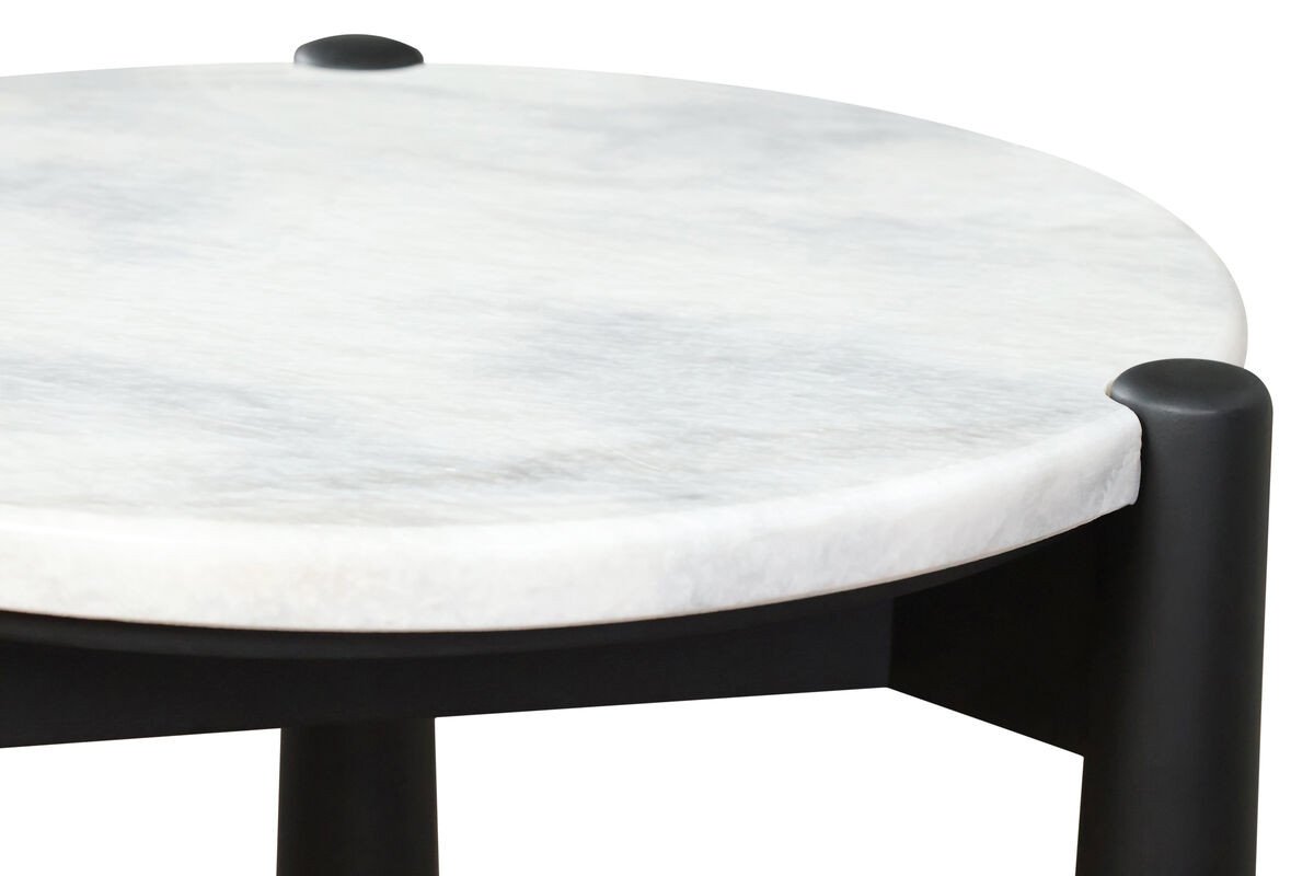 Wilbby White Marble Top and Black Finish Mango Wood Side Table Wilbby White Marble Top and Black Finish Mango Wood Side Table