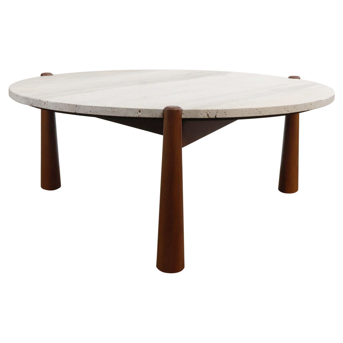 Wilbby Travertine Top and Brown Finish Mango Wood Coffee Table Wilbby Travertine Top and Brown Finish Mango Wood Coffee Table