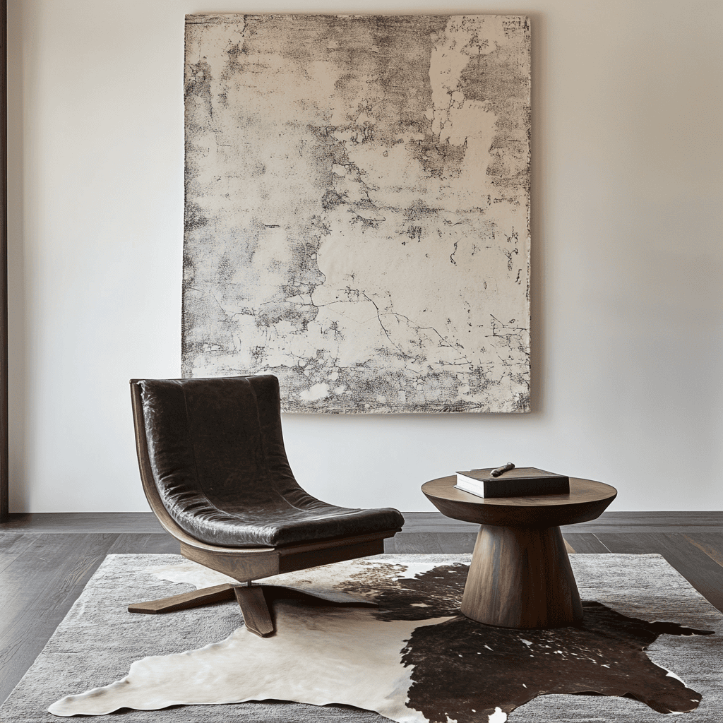 cowhide rug over woven rug