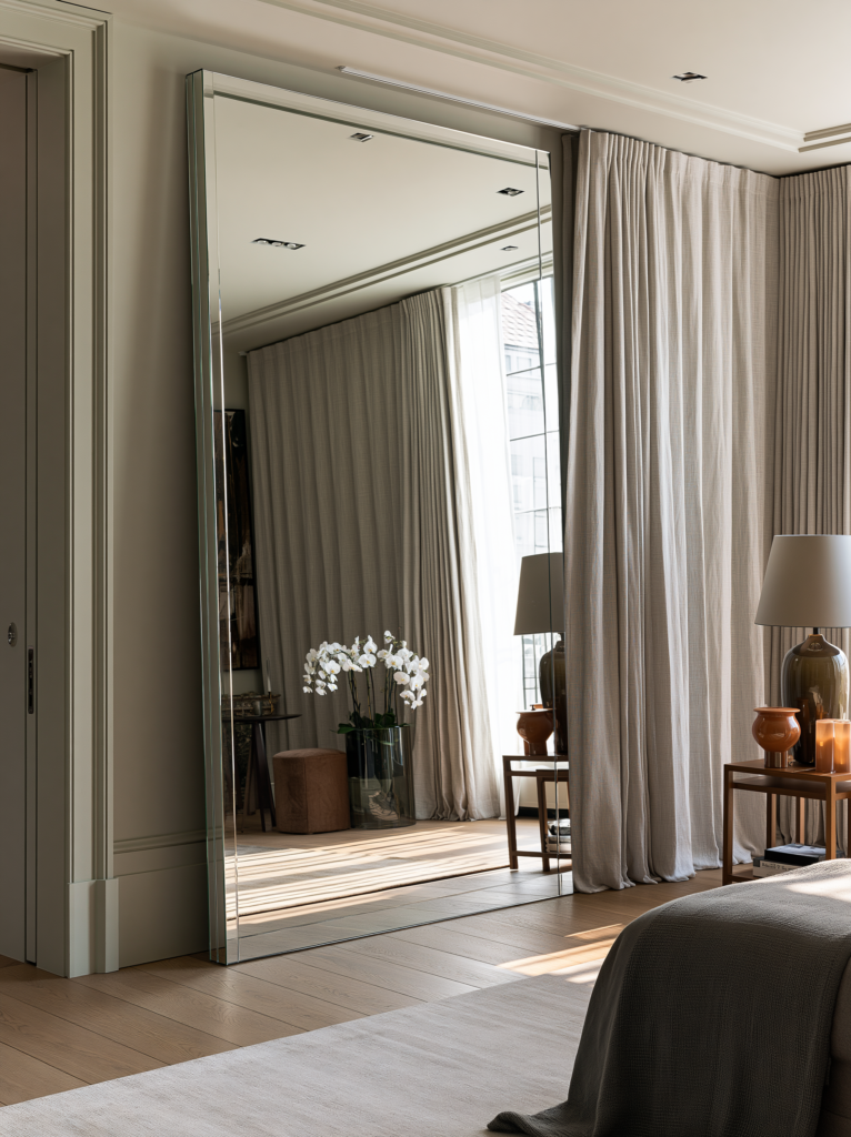 Wall mirror i n a properly styled home