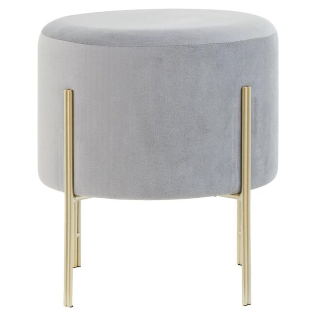Barnes Round Grey Velvet Stool