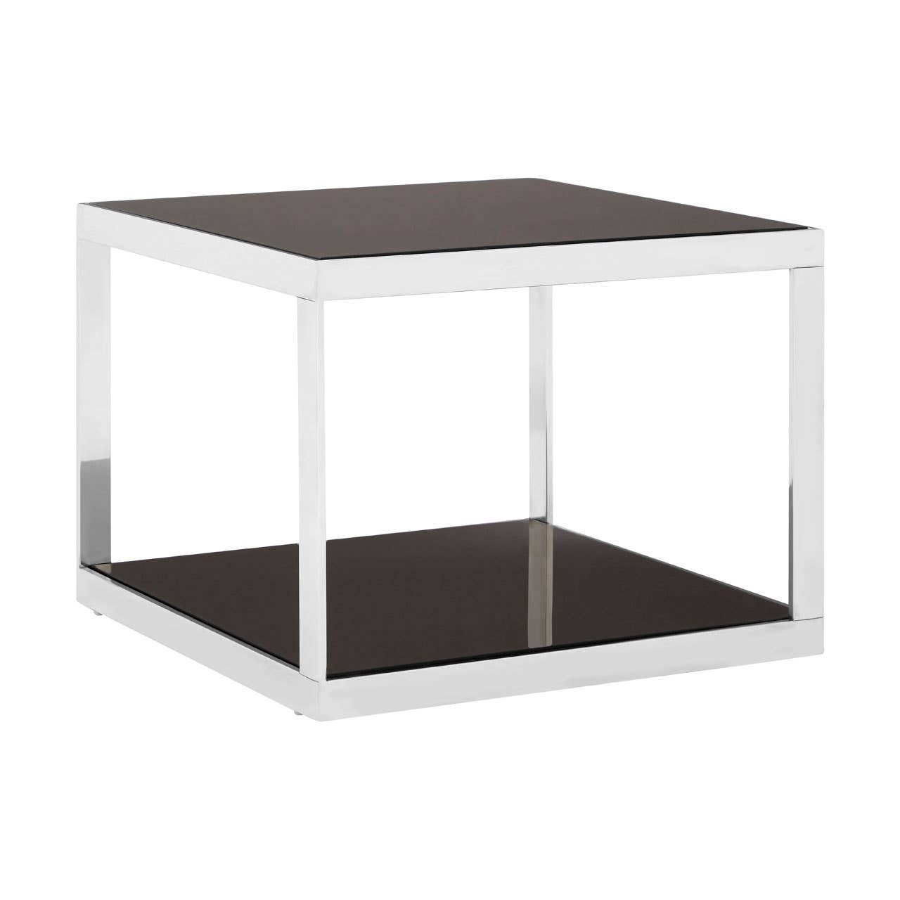 Langley Silver Square Coffee Table with Black Glass Langley Silver Square Coffee Table with Black Glass