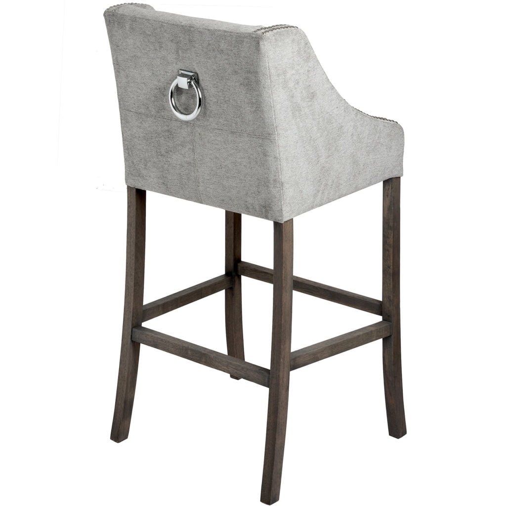 Walnut Wood White Bar Chair With Raised Arms Benches, Bar Stools