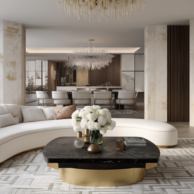 Home décor statistics UK 2026 showing a luxury interior with mirror, table lamp, side table and decorative accessories
